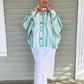 Hand Dyed Shibori Silk Button Down Shirt Mint )