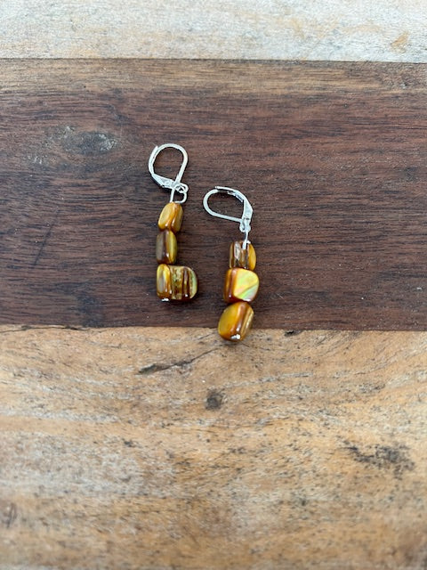 Mother of Pearl Beaded Earrings (Purple or Honey)