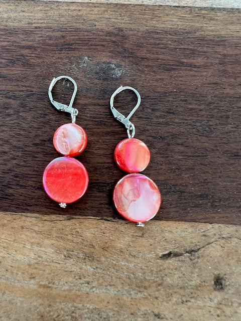 Salmon Mother of Pearl Earrings