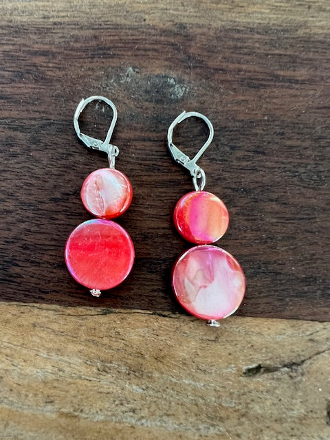 Salmon Mother of Pearl Earrings