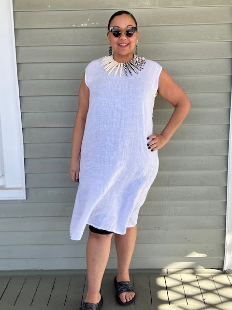 100% White  Linen Dress