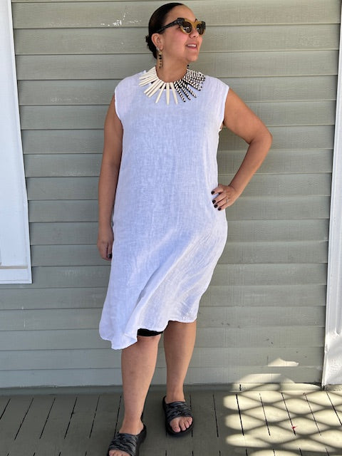 100% White  Linen Dress