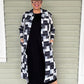 Vanite Couture Long Pleated Patchwork Jacket (Black & White)