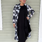 Vanite Couture Long Pleated Patchwork Jacket (Black & White)