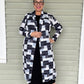 Vanite Couture Long Pleated Patchwork Jacket (Black & White)