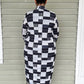 Vanite Couture Long Pleated Patchwork Jacket (Black & White)