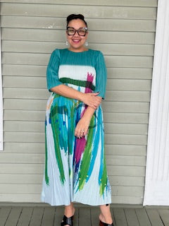 Vanite Couture Turquoise Abstract Dress