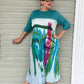 Vanite Couture Turquoise Abstract Dress