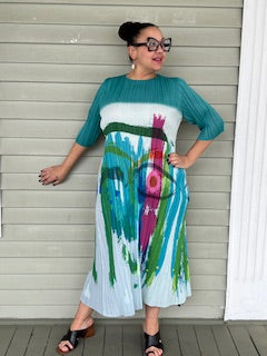 Vanite Couture Turquoise Abstract Dress