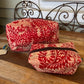 Silk Kantha Cosmetic Pouch (Set of 2) - Red, Pink, or Blue