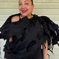 Felted Scarf With Square Cutouts (Black)