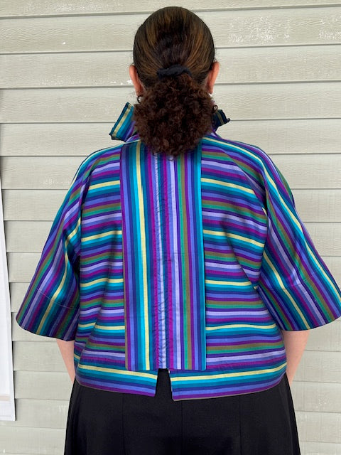 DTH 100% Silk Short Boxy Stripe Jacket