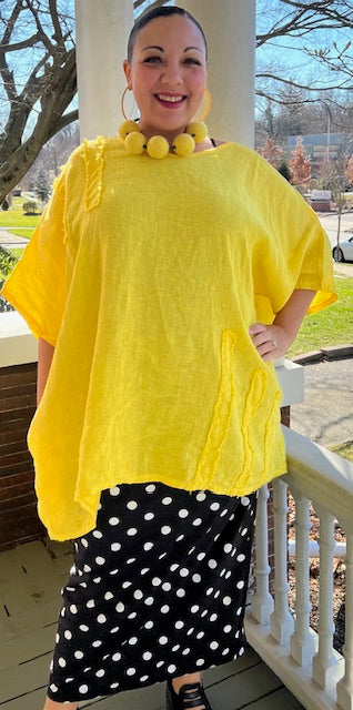 100% Linen Oversized Top (Yellow or Red)