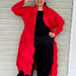 Vanite Couture Long Pleated Duster (Red)