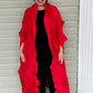 Vanite Couture Long Pleated Duster (Red)