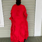 Vanite Couture Long Pleated Duster (Red)