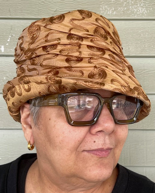 DTH Silk Rouched Hat - Caramel