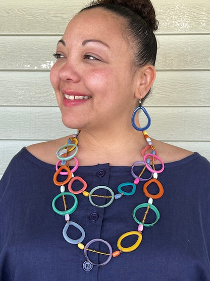 Fiesta Loop Tagua Necklace (Blue or Multicolored