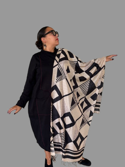 Geometric Mulberry Silk Scarf