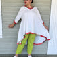 DTH White Pima Cotton Hi Lo Top (Black Trim or Color Trim)