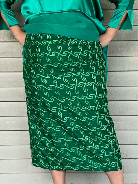 DTH Emerald Green Straight Ribbon Skirt