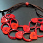 Adjustable Length, Double Strand Tagua Necklace - Red