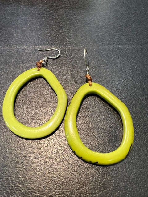 Tagua Nut Oval Earrings - (8 Color Options)