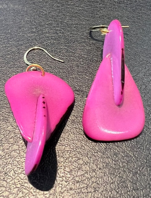 Double Tagua Nut Earrings - (3 Color Options)