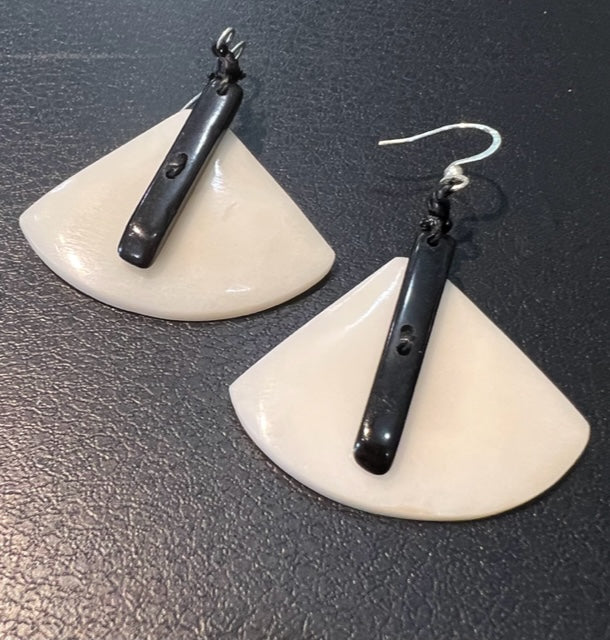 Tagua Nut Fan Earrings - (3 Color Options)