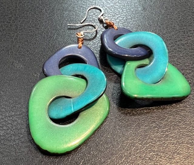 Triple Hoop Tagua Nut Earrings (6 Color Options)