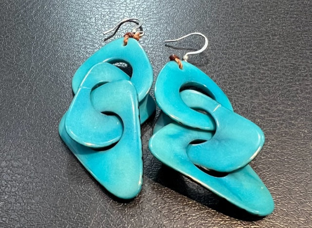 Triple Hoop Tagua Nut Earrings (6 Color Options)