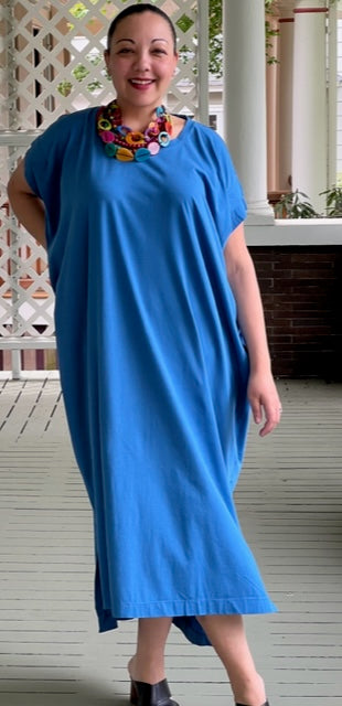Mina 100%Cotton knit Dress - Blue
