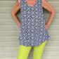 Swing Tank Top (White, Blue Tile, Capri, Green Palm)