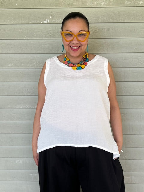 Gerties Gail's Tank in Travel Fabric (White)