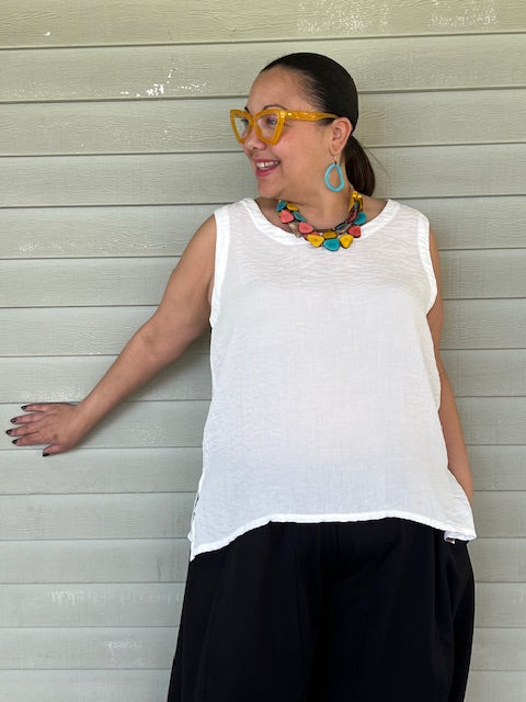 Gerties Gail's Tank in Travel Fabric (White)