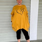 Transparente 100% Cotton Oversized Tee Shirt - Hearts (Mustard)