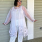 DTH White Silk Organza Jacket with Sunflowers