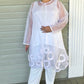 DTH White Silk Organza Jacket with Sunflowers
