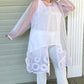 DTH White Silk Organza Jacket with Sunflowers