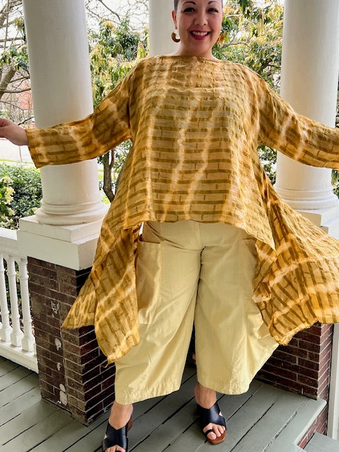 DTH 100% Silk Hand Dyed Waterfall Top (Spicy Mustard)