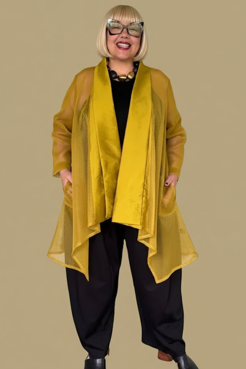 Shawl Collar Asymmetrical Jacket (Mustard or White)