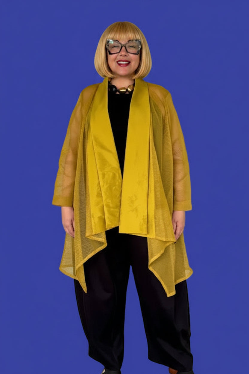 Shawl Collar Asymmetrical Jacket (Mustard or White)