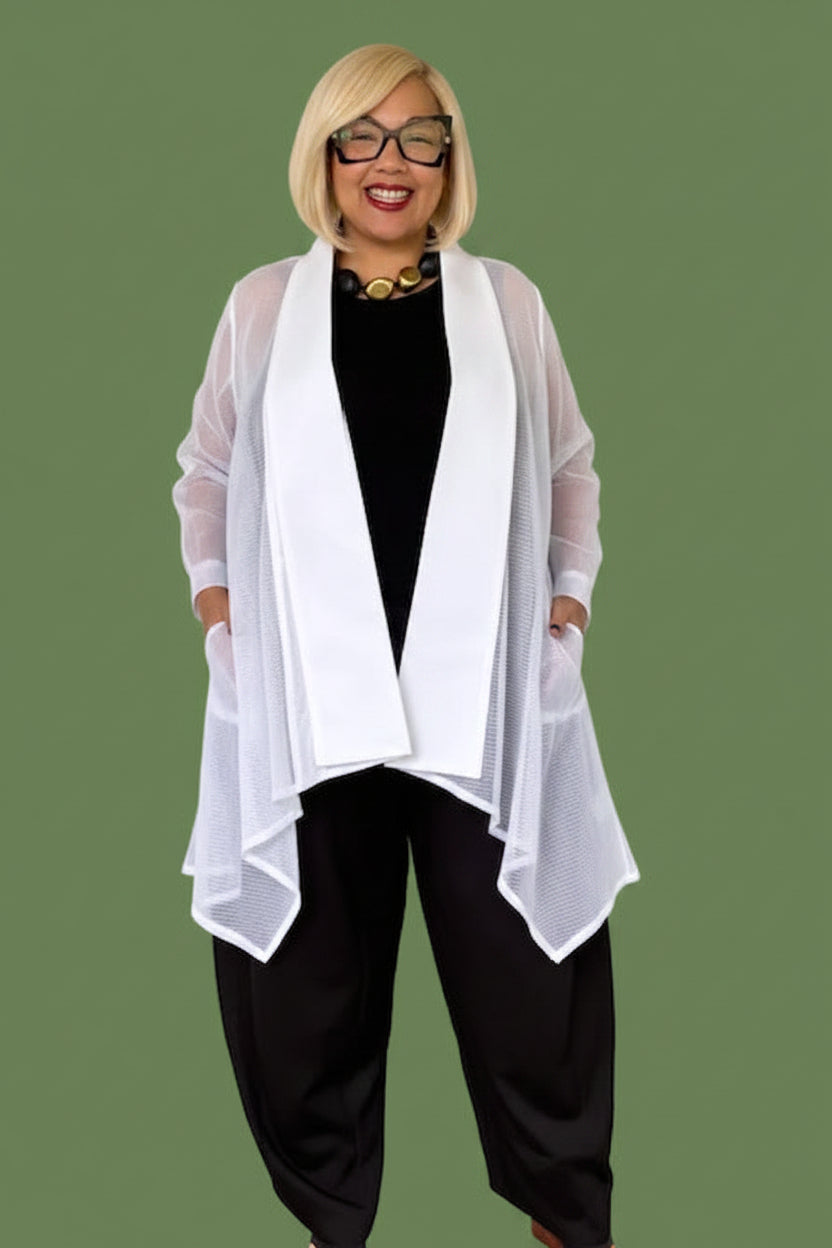 Shawl Collar Asymmetrical Jacket (Mustard or White)