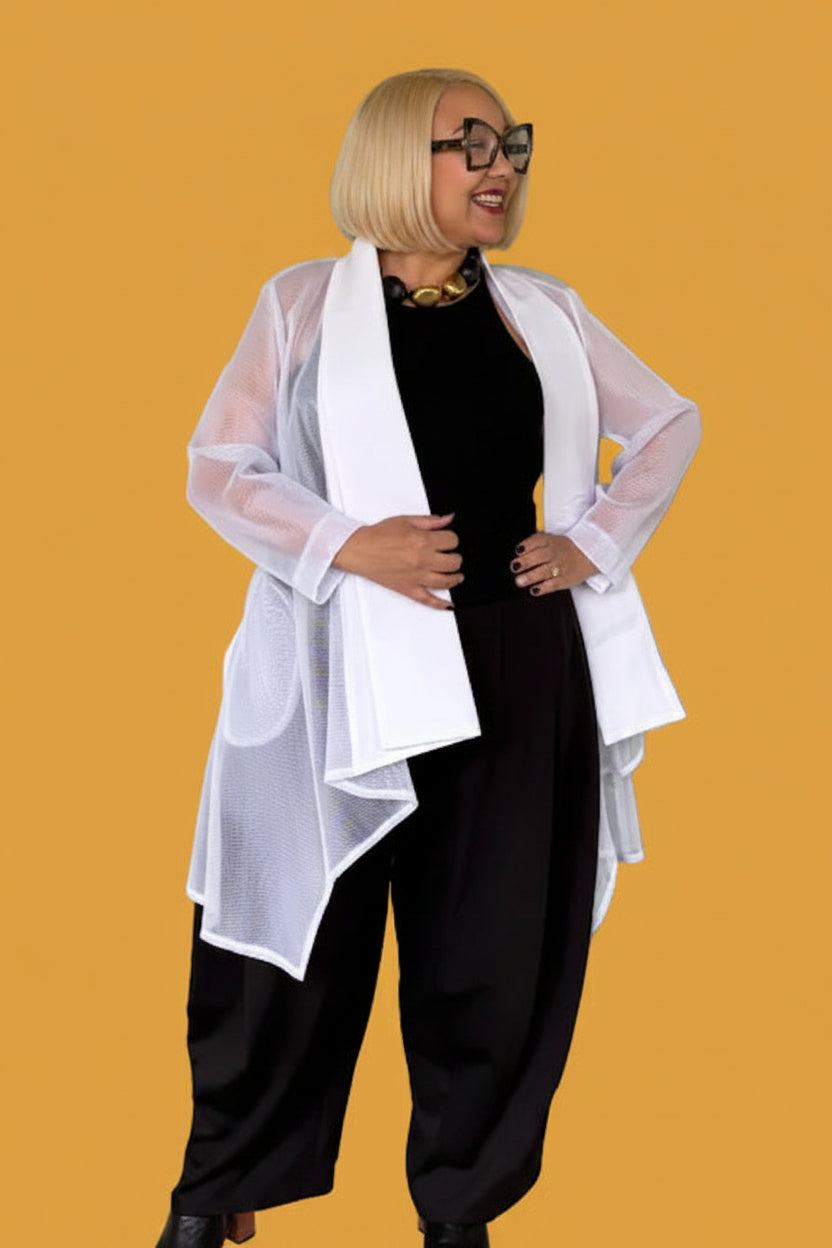 Shawl Collar Asymmetrical Jacket (Mustard or White)