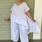 DTH White Pleated Linen Sideways Top