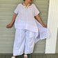 DTH White Pleated Linen Sideways Top