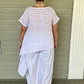 DTH White Pleated Linen Sideways Top