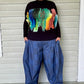 DTH 100% Cotton Tribal Print Denim Seamed Pants