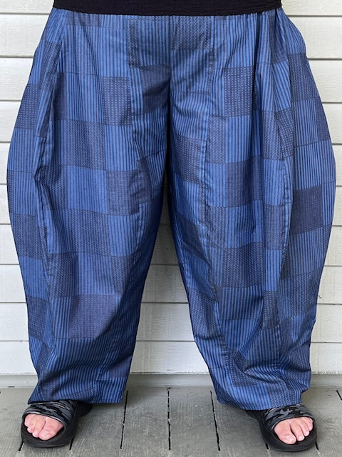 DTH 100% Cotton Tribal Print Denim Seamed Pants