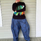 DTH 100% Cotton Tribal Print Denim Seamed Pants